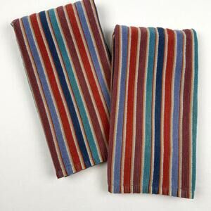 Bergamo Luxury Striped Cotton Hand Towels Multicolor Made in Portugal Set of 2